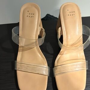 Clear block heel shoes